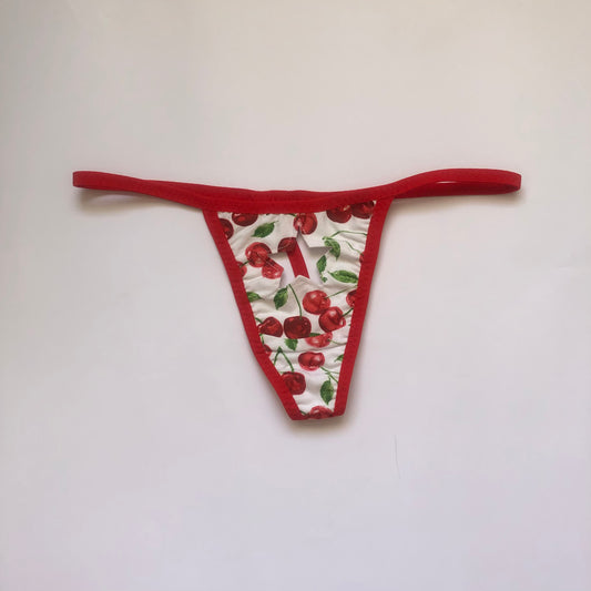 Cherry print star cut-out thong